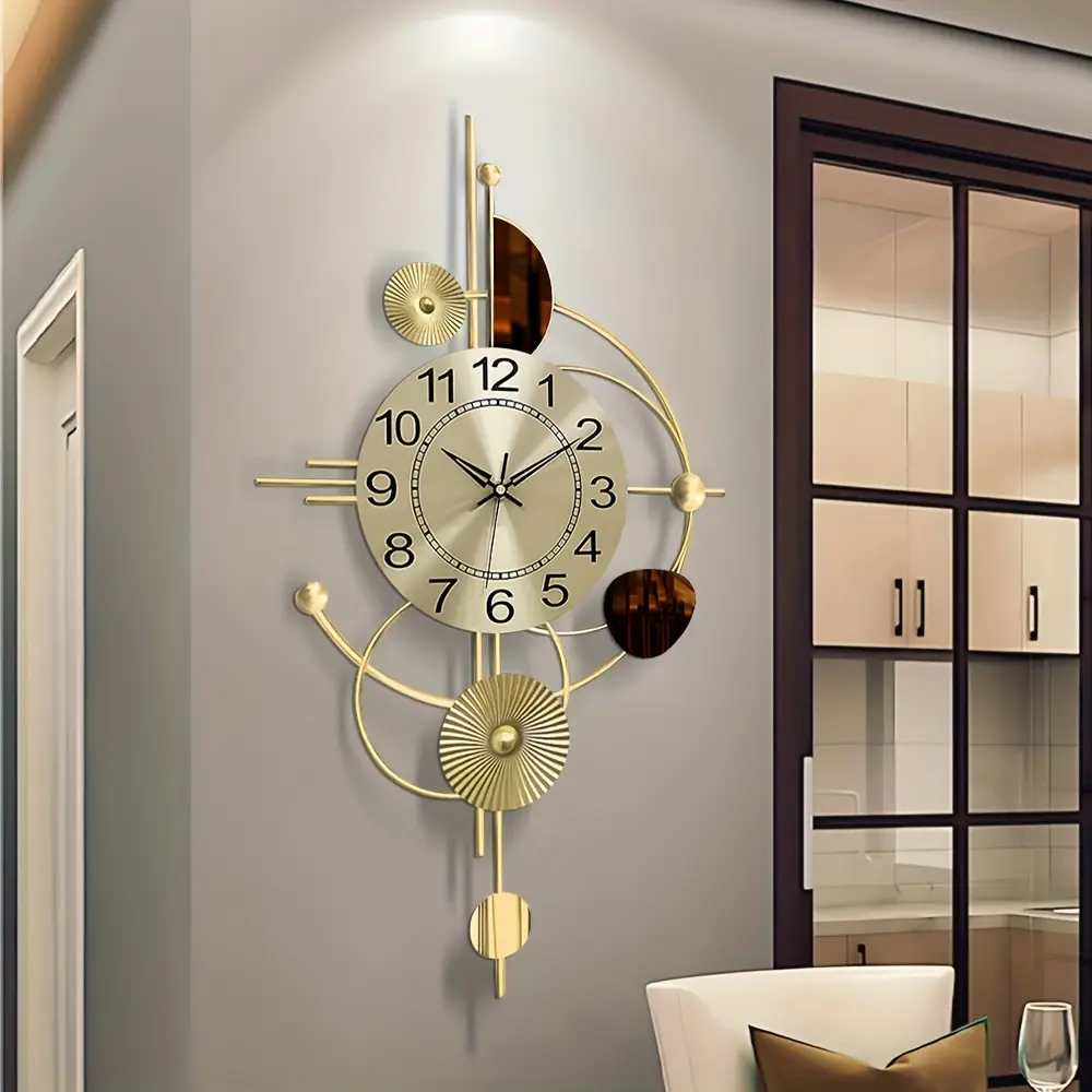 31.5 X 17.7 Inch Metal Wall Clock Decorative 3D Metal Wall Art Clock For Living Room Bedroom Decor Battery Operated - For Home Decor Enthusiasts - Perfect Gift For Housewarming & Birthday