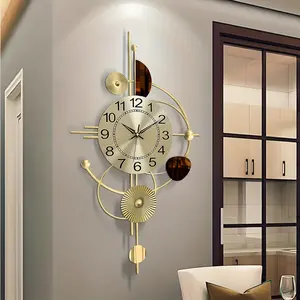 31.5 X 17.7 Inch Metal Wall Clock Decorative 3D Metal Wall Art Clock For Living Room Bedroom Decor Battery Operated - For Home Decor Enthusiasts - Perfect Gift For Housewarming & Birthday