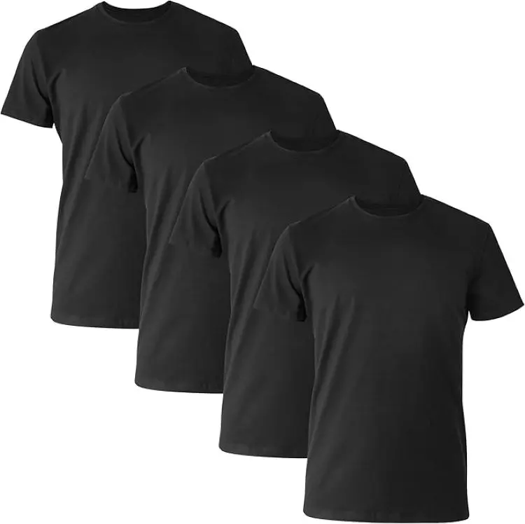 Men's 4-Pack 100% Cotton Crew Neck Short Sleeve Menswear Tops - Solid White, Black*4, Back to School Tees, Regular Fit, Breathable Smooth Fabric, Contrast Trim, Personalized Hem, Denim-Ready, Casual, All Seasons