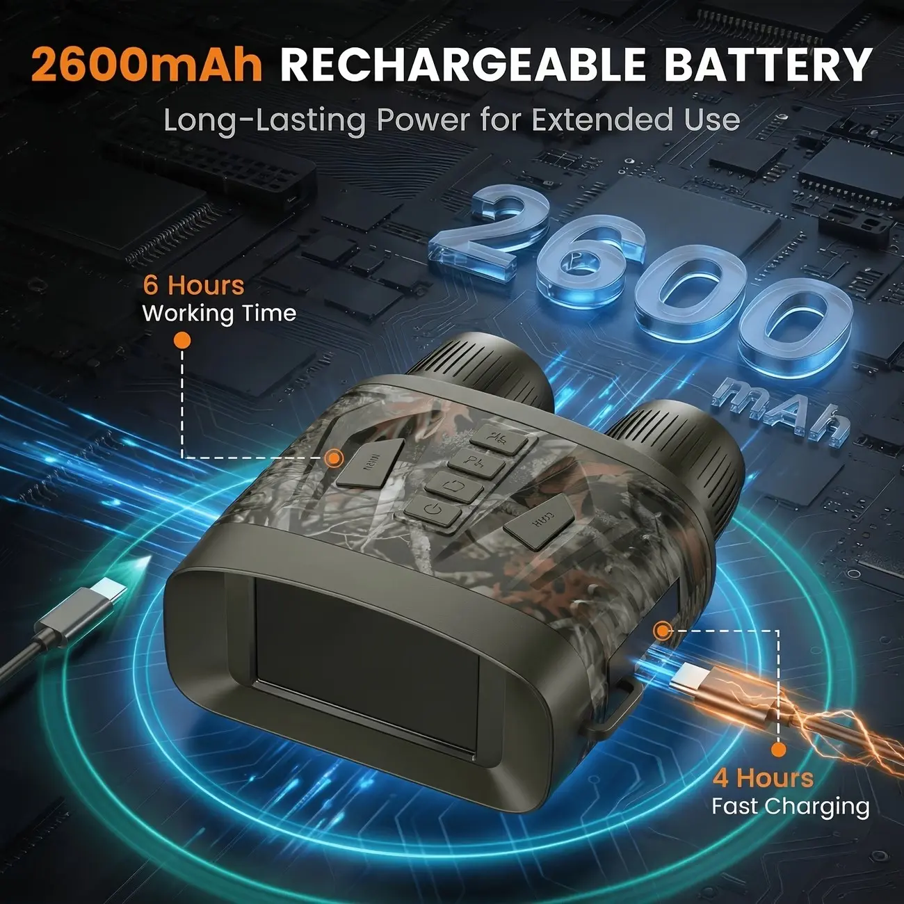 4K Night Vision Goggles – Featuring a 3.5-inch IPS screen, 2600mAh rechargeable battery, 10x zoom, and a 2,624-foot range; suitable for hunting, camping, security, and surveillance.