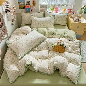 Leaf Bunny Bedding Set, 100% Polyester Fiber, Soft Breathable, All-Season Use, Includes Duvet Cover + Sheet + Pillowcases