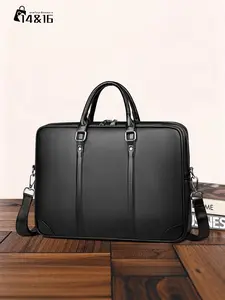 Men's Briefcase Crossbody Bag, Handheld Large Capacity Computer Bag, Office Supplies Commuter, PU Material, Gift for Men
