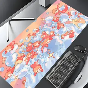 Cute Bubble Cartoon Goldfish Design Extra Large Gaming Mouse Pad,Aesthetic Desktop Drotection Pad,Washable Rubber Pad Non-Slip Lock Edge Multi-Size Mouse Pad Suitable For Home Office,Good Gift for Family and friends, Desk Accessories