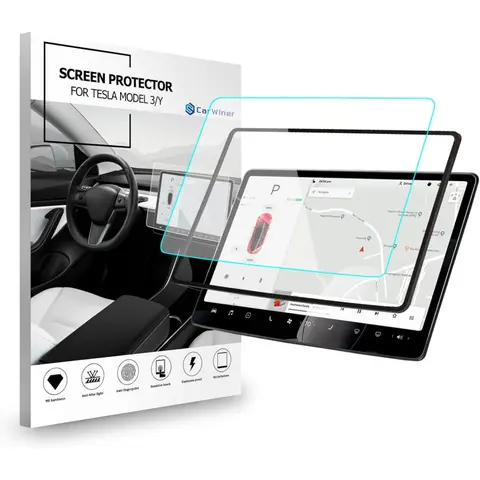 Matte Screen Protector Screen Shield Compatible with 2021-2023 Tesla Model 3 and 2021-2024 Tesla Model Y 15" Center Control Touch Screen Navigation Tempered Glass Accessories 9H Anti-Glare