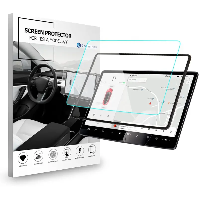 Matte Protective Screen Protector Compatible with 2021-2023 Tesla Model 3 and 2021-2024 Tesla Model Y 15" Center Control Touch Screen Navigation Tempered Glass Accessories 9H Anti-Glare