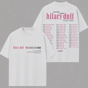 Hilary Duff The Lucky Me Tour 2026 Graphic T-Shirt, Hilary Duff Concert Merch Tee, Pop Music Tour Shirt, Premium 99% Cotton Oversized Graphic Tee, Vintage Singer Fan Gift, Unisex Streetwear Apparel WM1