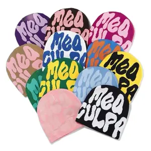 Mea Culpa Printed Winter Beanie Hat Beret