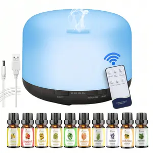 500ml Humidifier Cool Mist Aromatherapy Diffuser With 10 Bottles Of Essential Oil + Remote Control, Night Light Timer Function, And Automatic Shut-Off Silent Design. Ideal For Offices, Living Rooms, And Bedrooms. The Perfect Gift For Friends, Couples, And