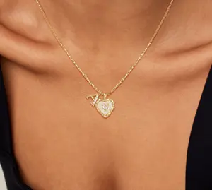 Dearmay Gold Heart-Shaped Letter Necklace for Women Gold Necklace for Women Jewelry Gift for Girls Summer Essentials