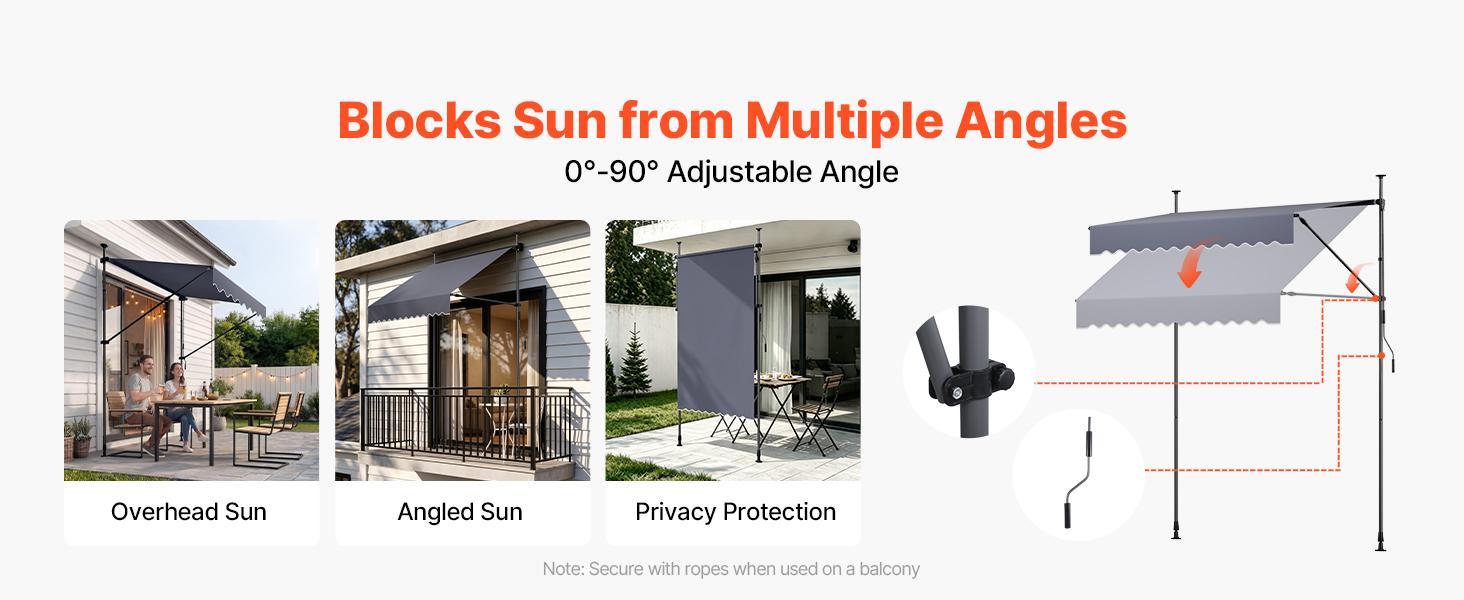 VEVOR Manual Retractable Awning, 59" Outdoor Retractable Patio Awning Sunshade Shelter, Height Adjustable Patio Door Window Canopy with Manual Crank Handle for Backyard, Garden, Balcony, Dark Gray VEVOR Manual Retractable Awning, 59" Outdoor Retractable Patio Awning Sunshade Shelter, Height Adjustable Patio Door Window Canopy with Manual Crank Handle for Backyard, Garden, Balcony, Dark Gray