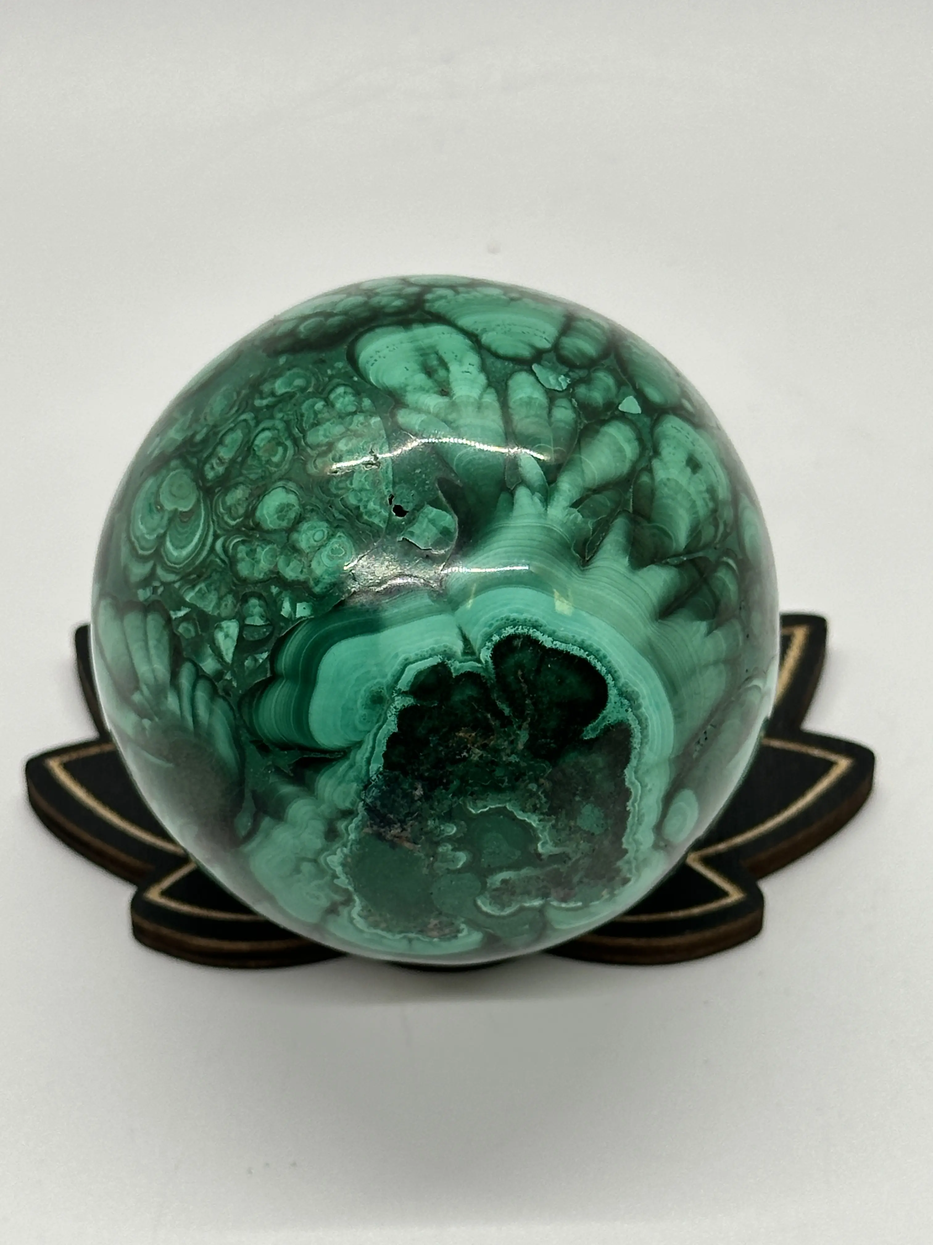 Malachite Sphere #2 - Green Freeform Shape Natural Malachite Stone