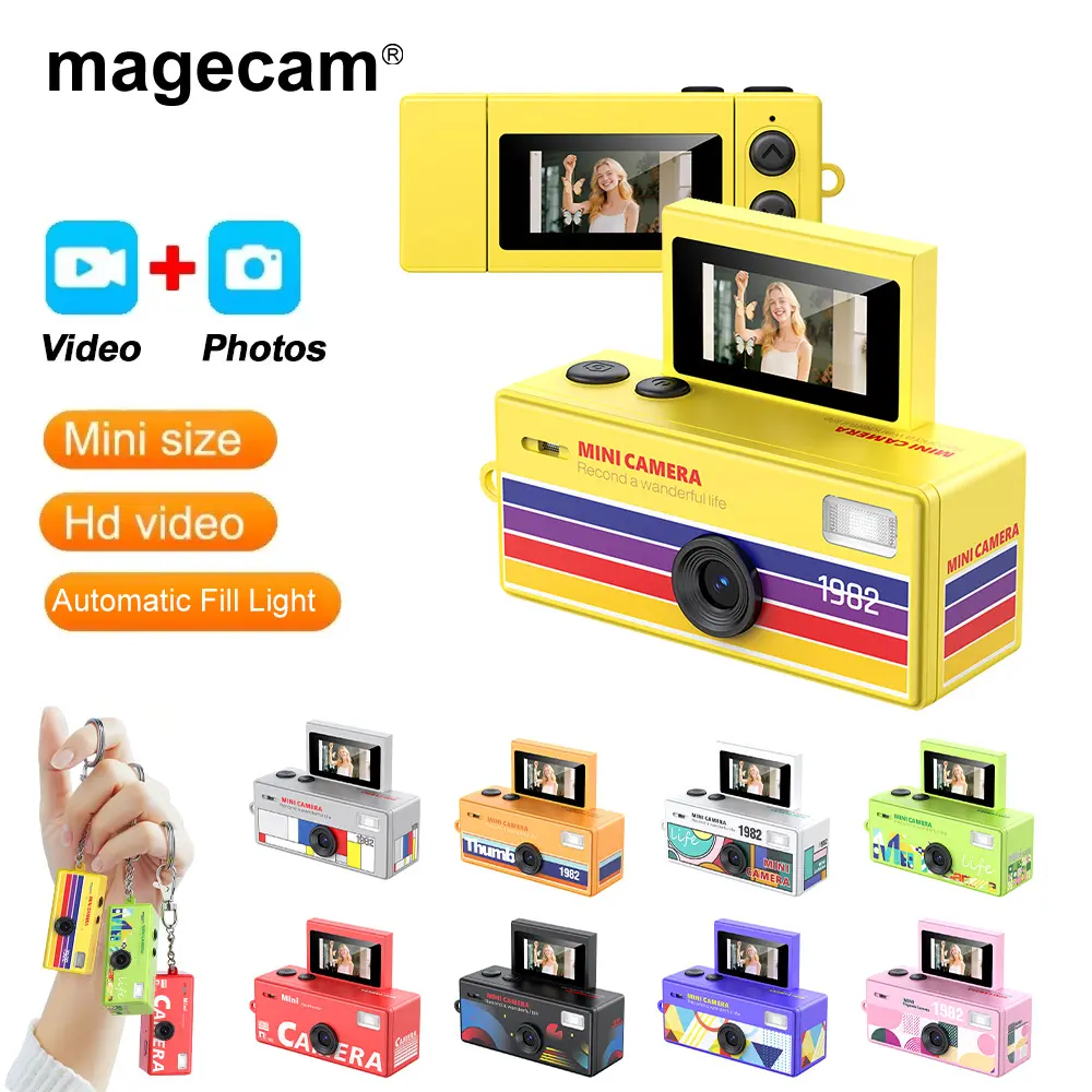 Magecam CCD Digital Keychain Camera - Portable Ultra-Small Sports Video Camcorder, 0.96-inch LCD Screen, 180° Flip Screen, Retro Design, HD Quality Recording, Lens, Micro SD Card Support, 200mAh Battery