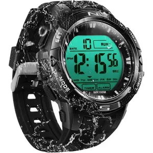 Digital Watch 100m Underwater  for Swimming Diving with Stopwatch, 12/24 Hour Format, Dual Time Zone,  Functions