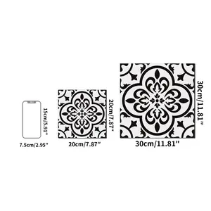 4pcs Retro Floral Self-Adhesive Floor Tiles, Waterproof Durable Kitchen Bathroom Renovation Stickers, Removable PVC Flooring Decals