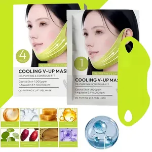 Daily 12Pcs Cooling V-Up Hydrogel Lifting Mask | Ear Hook JawlineContour Firming Mask, Double Chin Reducer, Anti-Sagging De-Puffing Facial Treatment
