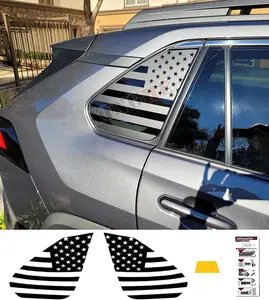for Toyot@ Rav4 2019-2026, Rear Side Window American Flag Decals, Matte Black USA Flag Decal for Truck Window, Truck Window Decal