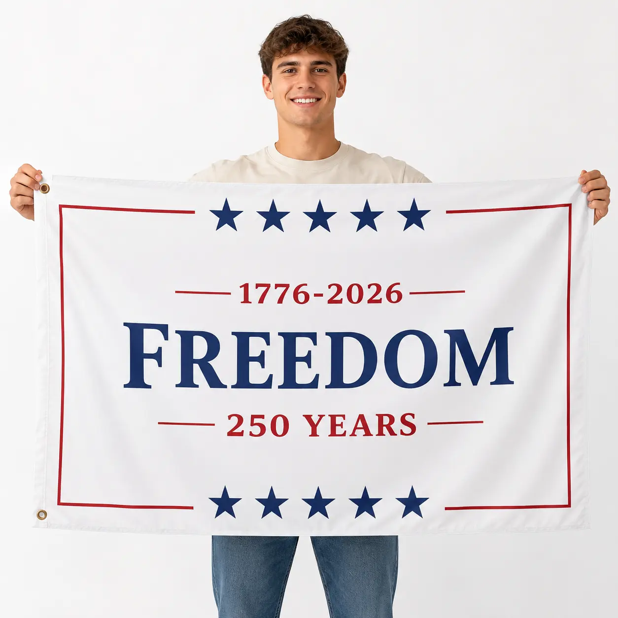 1776-2026 Freedom Flag 150x90cm Patriotic Banner Wall Hanging Party Independence Day Christmas Home Decor Celebration