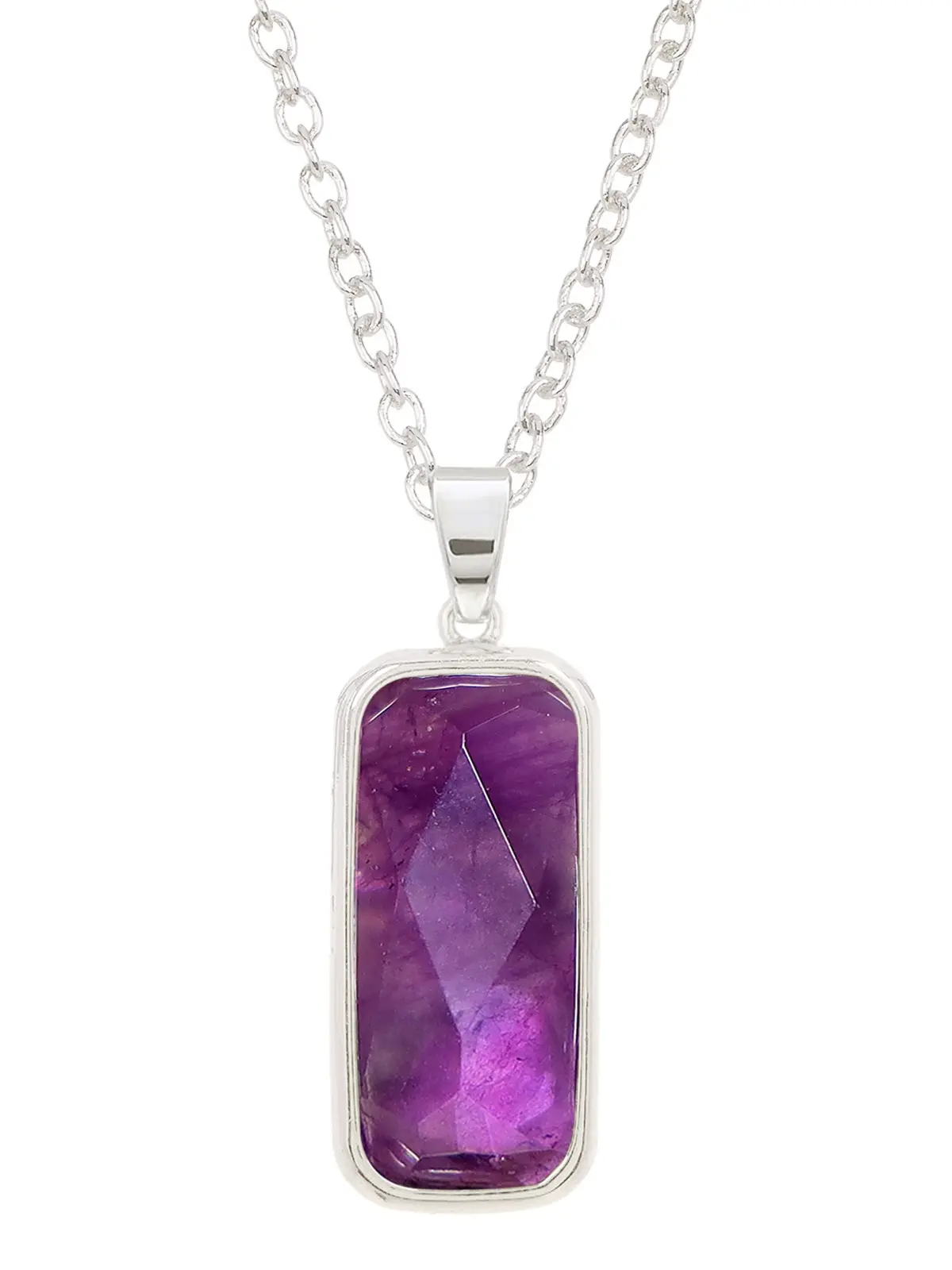 Amethyst Rectangle Necklace, Natural Gemstone Jewelry For Women Gift, Enchanted Amethyst Elegance Necklace