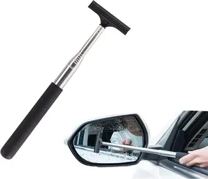 Portable Car Rearview Mirror Wiper - Telescopic Squeegee Auto Glass Cleaner with Retractable Long Rod, Mini Car Tools, Universal for All Vehicles