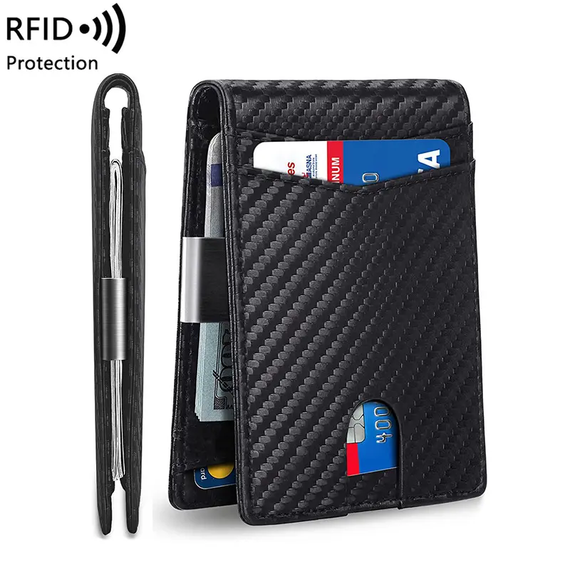 Men's wallet card holder free shiping RFID blocking carbon fiber wallets minimalist style designer handbags slim multi-card slot holder short silm wallets for men