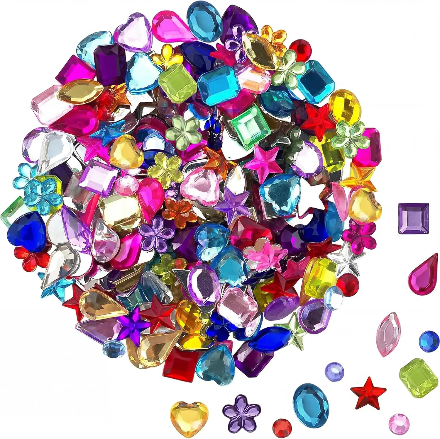 5 Sheets Rhinestone Stickers for Crafts, Heart Star Round Gem Stickers, Sparkly DIY Decorative Stickers for Phone Case, Scrapbook, Gift Box, Card & Party Decor