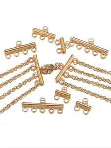 10 Piece Stainless Steel Multi-Layer Chain Buckle Connector Set, DIY Jewelry Accessories, Link Connectors for Crafting