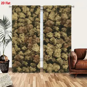 2D Flat 2-Piece Textured Curtain Set, Light Brown Beige Dense Cluster Pattern Curtains, Chaotic Organic-Like Microscopic Design Window Curtains for Bedroom Living Room, Soft & Rough Textured Fabric Draperies