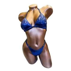 Dark Blue Hologram Posing Bikini Swimsuit | Ready to Ship