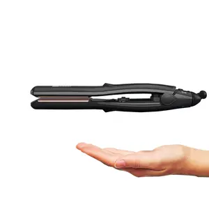 Hair Straightener with Titanium Plates 0.8 inch Flat Iron, Perfect Travel Size Hair Straightener Dual Voltage（100-240V）， Black
