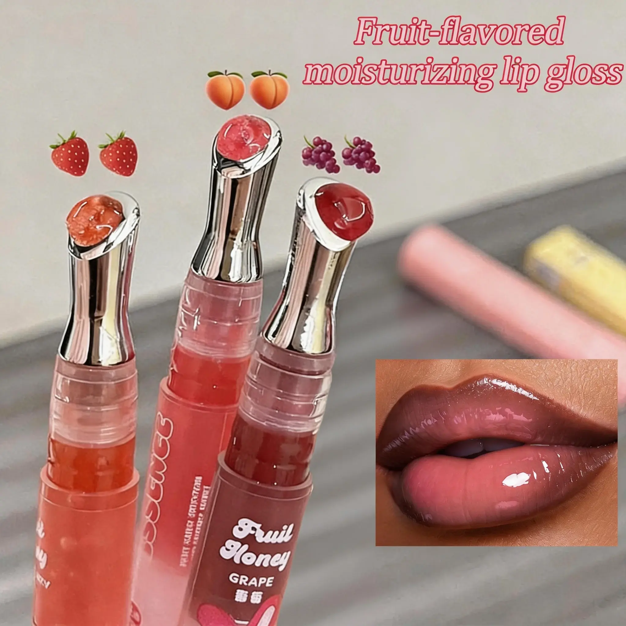 6-Pack Fruit-Flavored Moisturizing Lip Gloss Set, Hydrating and