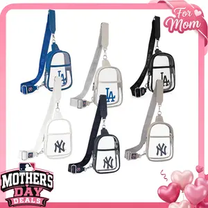 MLB Clear Mini Sling Bag for Women - Chic Hands Free Shoulder Bag for Game Day Essentials & Casual Fan Gear, Adjustable Crossbody Purses, Logo Embroidered, Unisex Multi-Compartment, 30-001