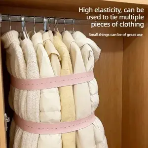 3 PCS Elastic Clothing Storage Tie-On Clothes & Quilt Strap with Hook, Packing/Bundling Rope, Closet Organizer Elastic Band