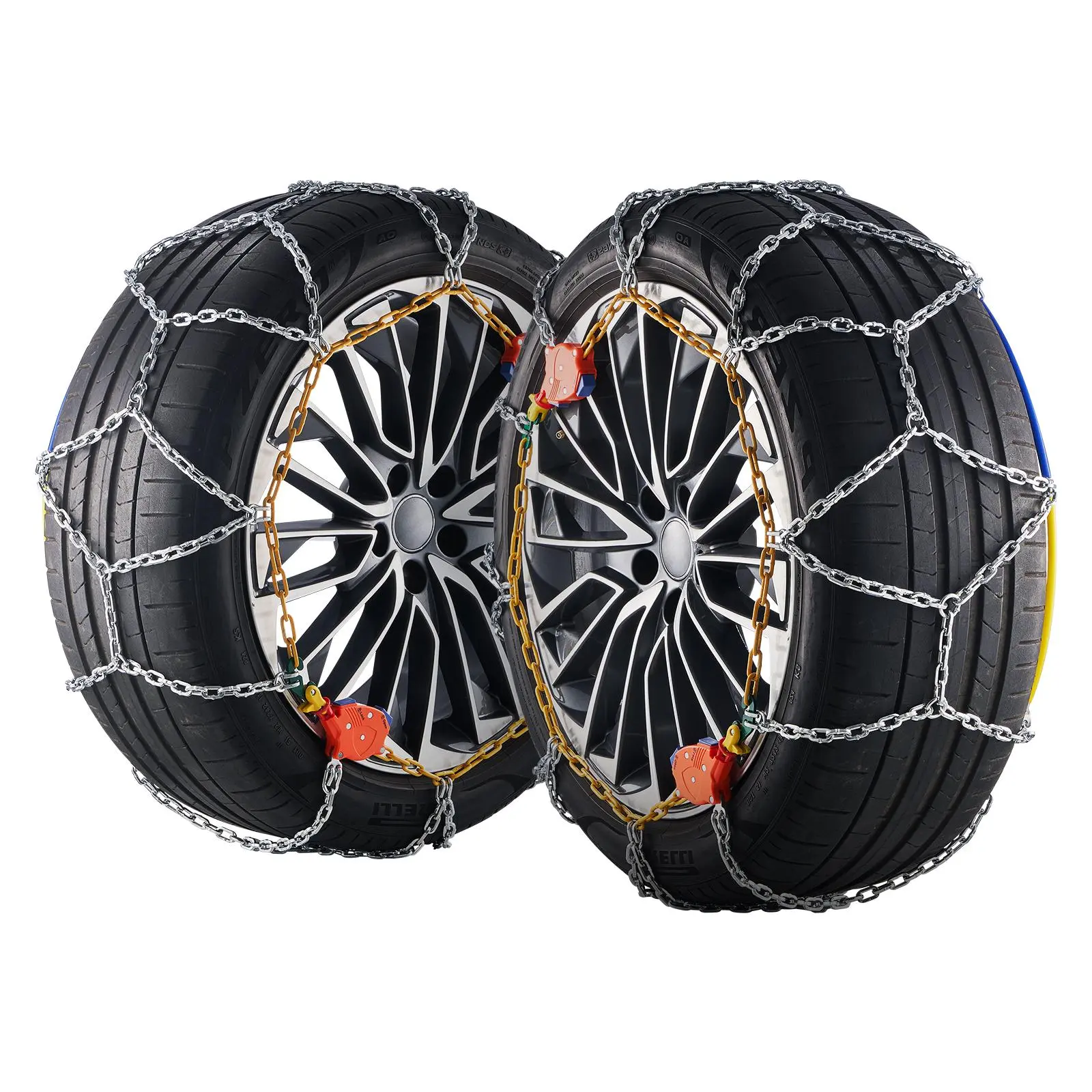VEVOR Durable Auto Tightening Vehicle Tire Chains, Manganese Alloy Iron Diamond Mesh with Anti-slip Performance, Emergency Traction Chains (Tire Size Compatibility: 255/65-16,255/60-18,235/55-19,245/70-16) (Set of 2)