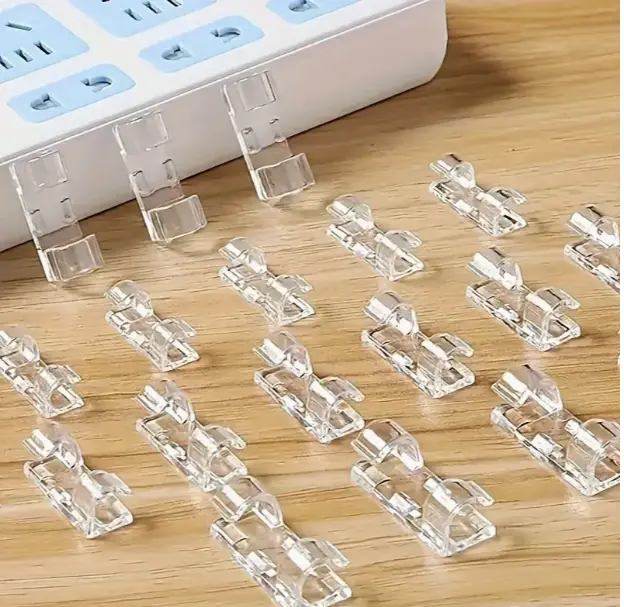 Clear Cable Clips for Desk Cord Management, 40 Pack