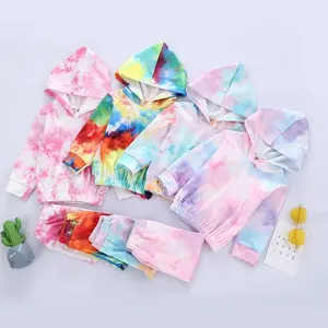 Newborn Infant Baby Girls Sweatshirts Tie Dye Sweatsuit Hoodies Tops Pants 2Pc Tracksuit Fall Winter Clothes Set 9M-5T