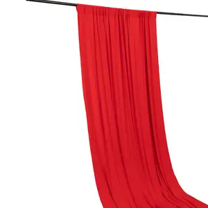 Red 4-Way Stretch Spandex Backdrop Drape Curtain, Wrinkle Free Event Divider Panel with Rod Pockets - 5ftx16ft