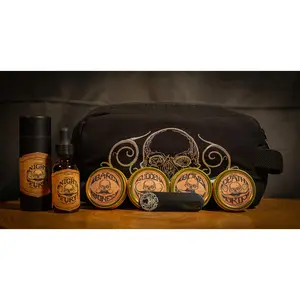 Mustache Kit w/ Small Travel Bag, 4 Mustache Waxes, 1 Pocket Comb, and Night Fury Mustache Wax Remover Oil