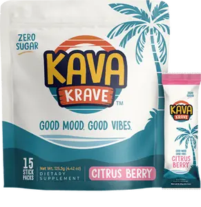 Kava Krave Citrus Berry Noble Kava Drink Mix – Kava Extract Powder Sticks, Alcohol-Free Social Beverage, Zero Sugar Calm Energy Drink