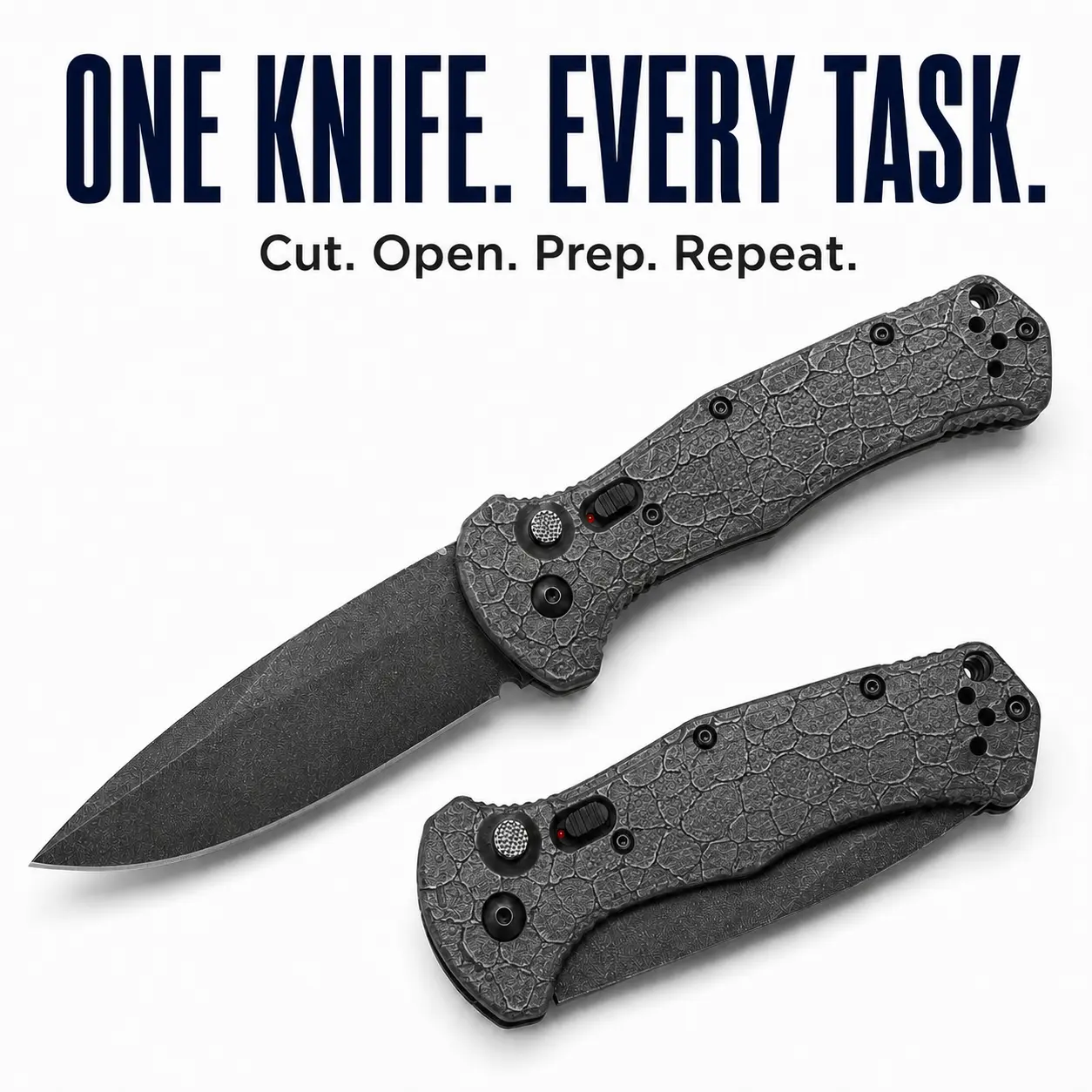 Pocket Folding Knife, Durable EDC Gift with Stone Gray Pattern Handle and Black Finish, Compact Folding Knife for Camping, Fishing, Hiking, Travel and Daily Use, Practical Gift for Dad, Husband, Boyfriend and Friends