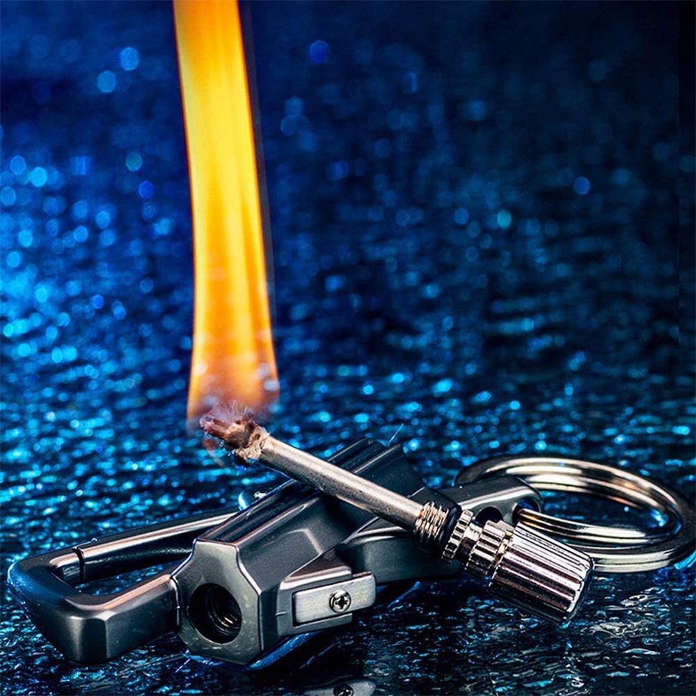 All-Metal Multi-Functional Tool Lighter Keychain Portable Lighter (Not include Fuel) Waterproof Reusable Multifunctional 3-in-1 keychain Bottle Opener, Stores keys, Durable for Travel Outdoor Activities Camping Parties Creative Gift for Both Men Women