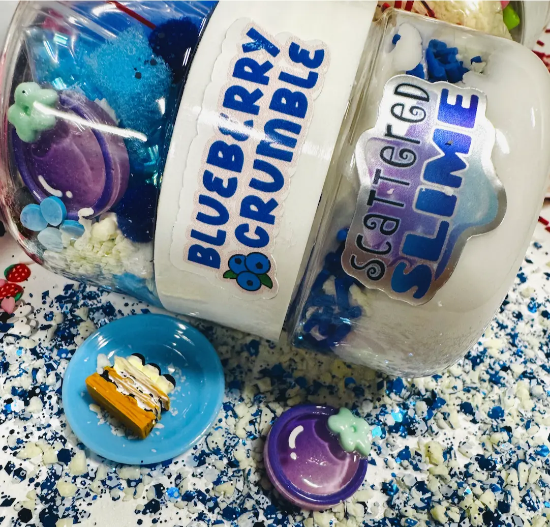Blueberry Crumble Slime Kit - Bakery Slime Collection with Butter Slime Clay Confetti & Charms for Crafting and Stress Relief