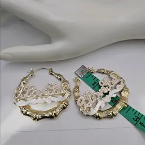 hoops earrings I love you three colors Gold-plated