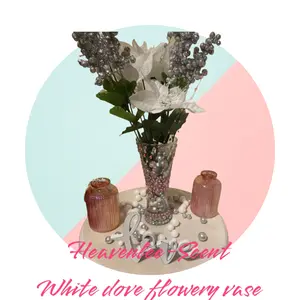 Scent & Gems, White dove flowery vase