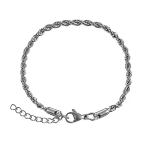 3mm Stainless Steel Twisted Rope Bracelet for Men Women Fashionable Rope Wrist Chain Jewelry