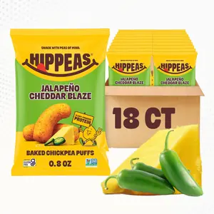 Jalapeño Cheddar Blaze Chickpea Puffs - Gluten Free Snacks, Dairy Free, Vegan, Crunchy, Nutritious, Baked Plant Protein Snack, Non-GMO, Kosher