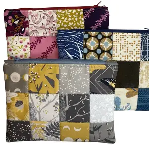Patchwork Zipper Pouch for purse, backpack, travel