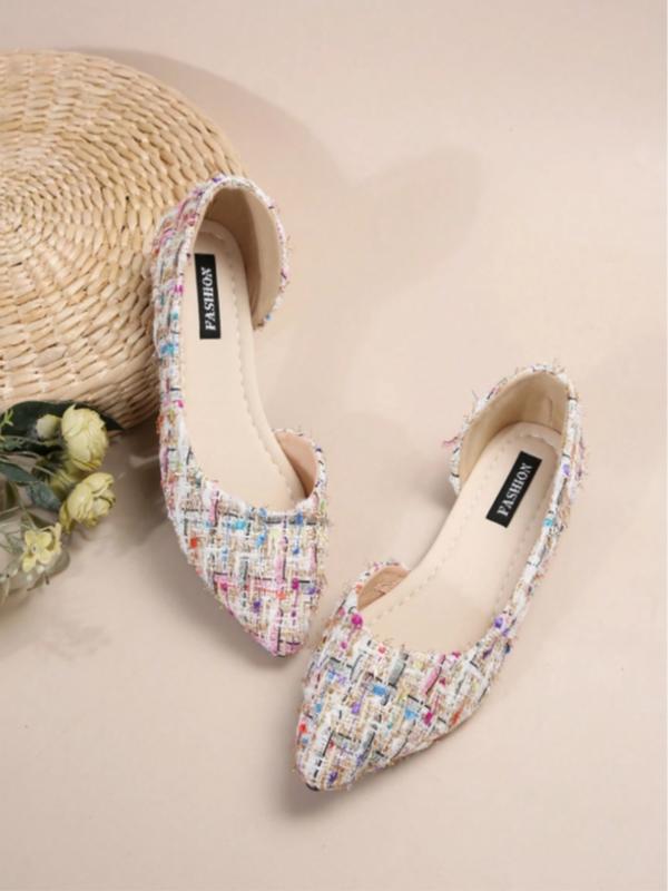 Women's Solid Color Pointed Toe Flat Shoes, Slip on Flats, Fashionable Slip on Shoes for Daily Wear, Lightweight Breathable Comfortable for Women & Girls, Running