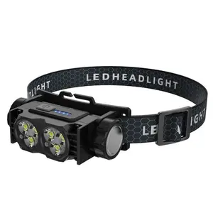 USB Rechargeable Headlamp, Ultra-bright Headlight with Intelligent Electric Display, Portable Head-mounted Lighting for Outdoor Mountaineering, Led Headlamp Rechargeable