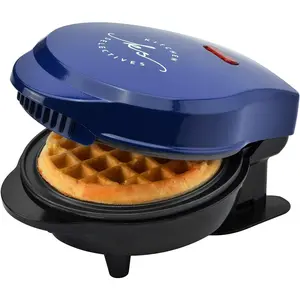 Mini Waffle Maker By Select Brands - Classic Waffle Iron for Traditional, Savory or Dessert Waffles - Features Non-Stick Coating - 4 Mini Waffles, Cobalt Blue
