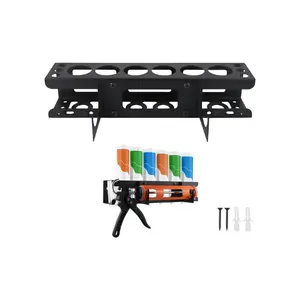 Caulking Gun Holder, Metal Caulk Tube Storage Rack, Wall Mount Caulking Tools Organizer for Garage, Workshop and Work Van